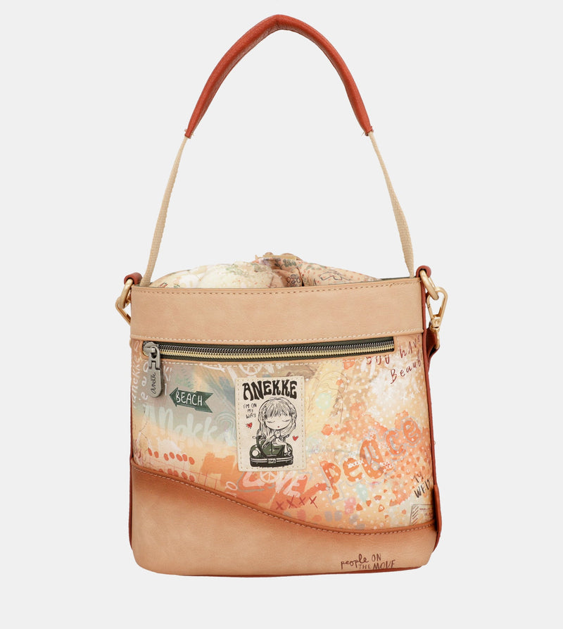 Flowers crossbody bag with rope closure