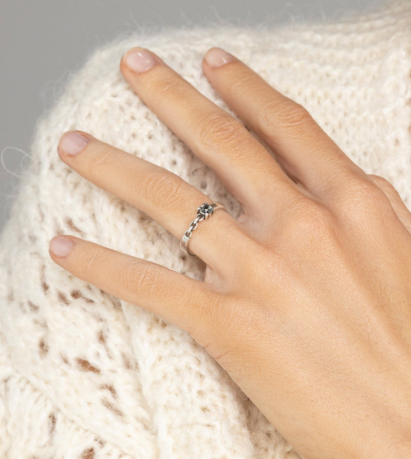 Silver ring with a chain