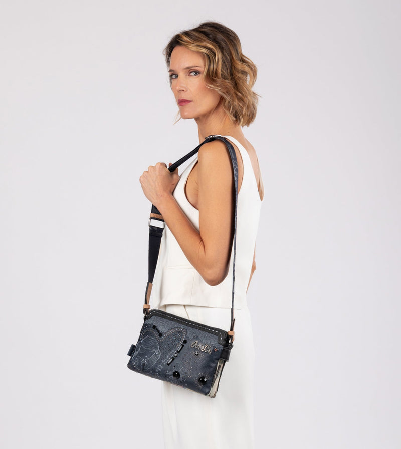 Studio navy blue 2-compartment crossbody bag