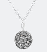 Sun pendant with an adjustable silver chain