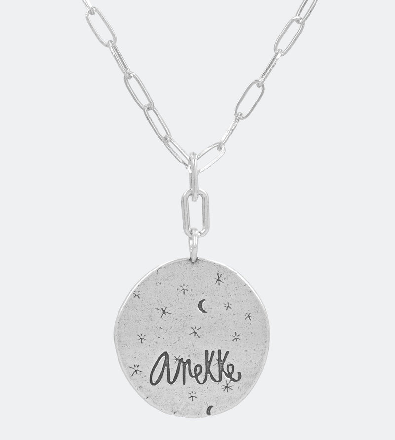 Sun pendant with an adjustable silver chain
