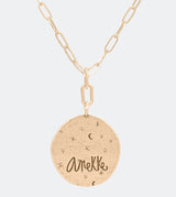 Sun pendant with an adjustable golden chain
