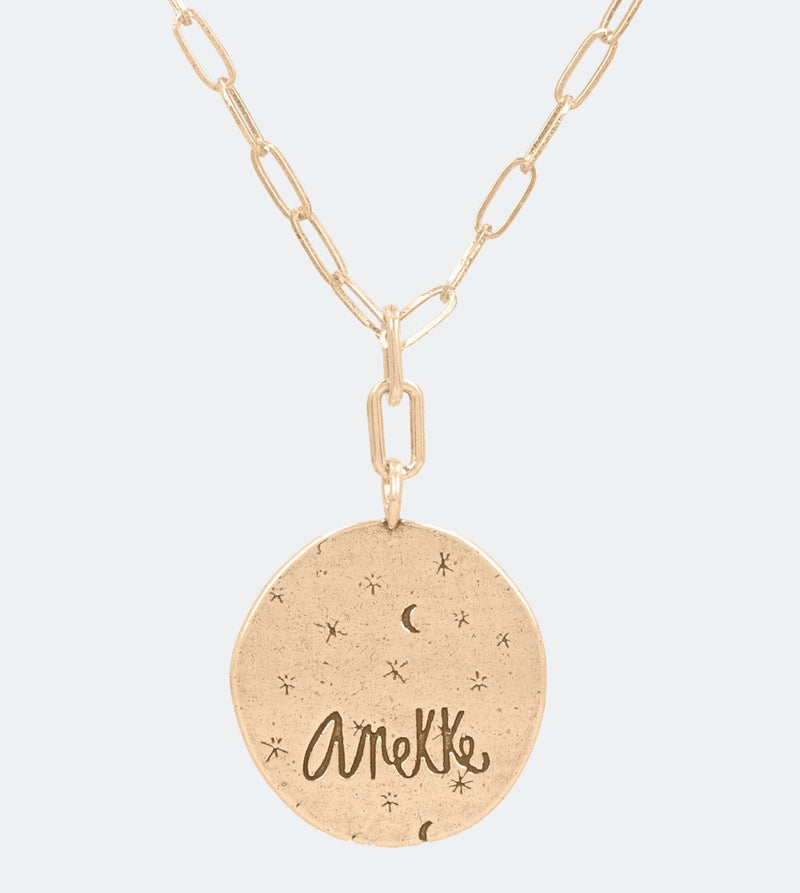 Sun pendant with an adjustable golden chain